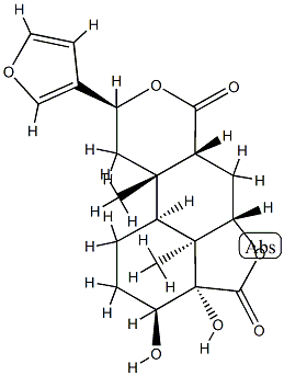 [3S,5aα,6aα,10bβ,(+)]-Dodecahydro-9α-(3-furanyl)-3α,3aβ-dihydroxy-10aα,10cβ-dimethyl-4H,7H-furo[2',3',4':4,5]naphtho[2,1-c]pyran-4,7-dione 结构式