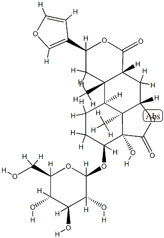 [3S,5aα,6aα,10bβ,(+)]-9α-(3-Furanyl)-3α-(β-D-glucopyranosyloxy)dodecahydro-3aβ-hydroxy-10aα,10cβ-dimethyl-4H,7H-furo[2',3',4':4,5]naphtho[2,1-c]pyran-4,7-dione 结构式