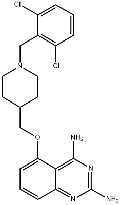 5-[[1-(2,6-二氯苄基)哌啶-4-基]甲氧基]喹唑啉-2,4-二胺 结构式