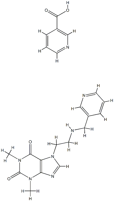 烟酸与3,7-二氢-1,3-二甲基-7-[2-[(3-吡啶甲基)氨基]乙基]-1H-嘌呤-2,6-二酮的化合物(1:1) 结构式