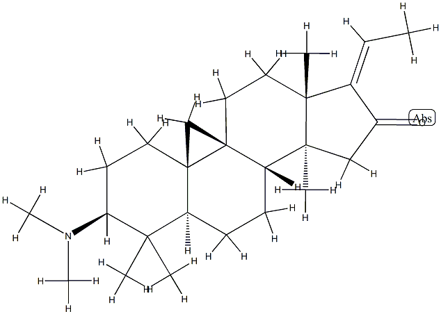 (17E)-3β-(Dimethylamino)-4,4,14-trimethyl-9β,19-cyclo-5α-pregn-17(20)-en-16-one 结构式