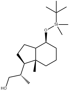 1H-INDENE-1-ETHANOL, 4-[[(1,1-DIMETHYLETHYL)DIMETHYLSILYL]OXY]OCTAHYDRO-Β,7A-DIMETHYL-, (ΒS,1R,3AR,4S,7AR)- 结构式