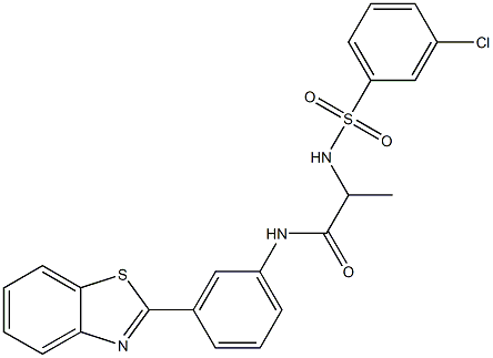 N-[3-(1,3-benzothiazol-2-yl)phenyl]-2-{[(3-chlorophenyl)sulfonyl]amino}propanamide 结构式