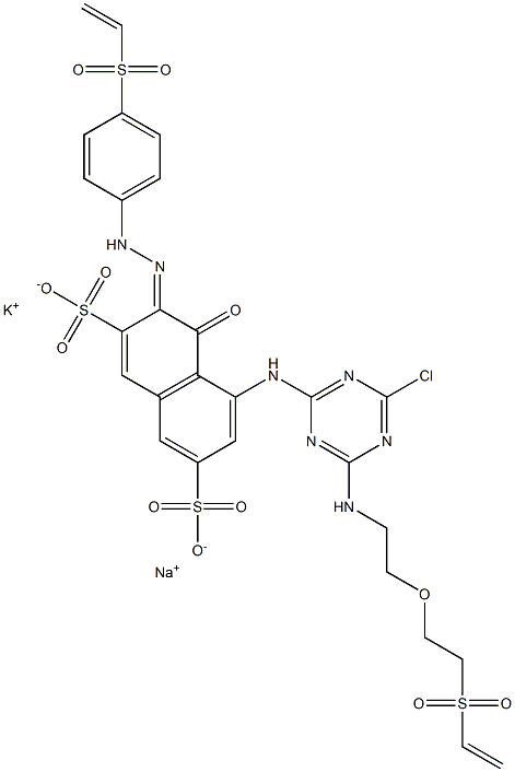 2,7-Naphthalenedisulfonic acid, 5-4-chloro-6-2-2-(ethenylsulfonyl)ethoxyethylamino-1,3,5-triazin-2-ylamino-3-4-(ethenylsulfonyl)phenylazo-4-hydroxy-, potassium sodium salt 结构式