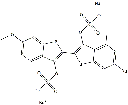 DISODIUM 6-CHLORO-6'-METHOXY-4-METHYL[2,2'-BIBENZO[B]THIOPHENE]-3,3'-DIYL DISULPHATE 结构式