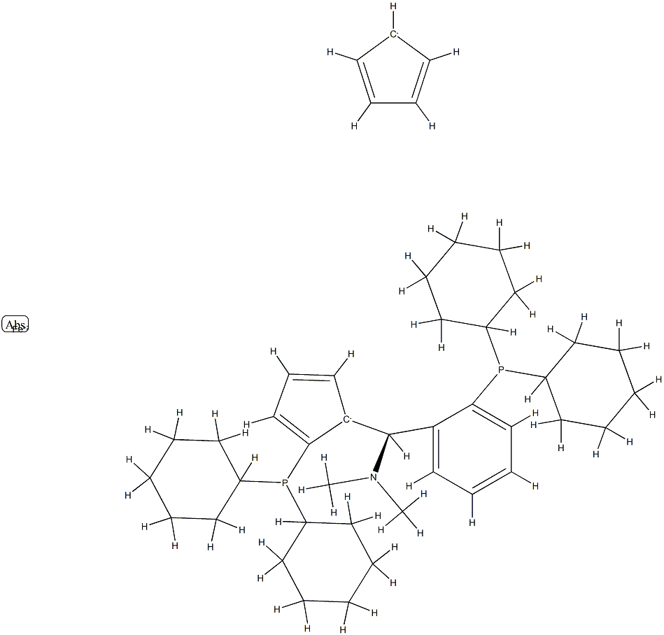 (RP)-1-二环己基膦-2-[(R)-Α-(二甲氨基)-2-(二环己基膦)苄基]二茂铁 结构式