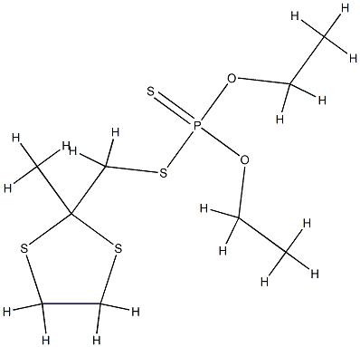 Phosphorodithioic acid O,O-diethyl=S-[(2-methyl-1,3-dithiolan-2-yl)methyl] ester 结构式