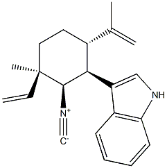 (+)-3-[(1S)-3β-Ethenyl-2β-isocyano-3-methyl-6α-(1-methylethenyl)cyclohexane-1β-yl]-1H-indole 结构式