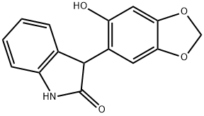 3-(6-羟基苯并[D][1,3]1,3-二氧杂环戊烯-5-基)吲哚啉-2-酮 结构式