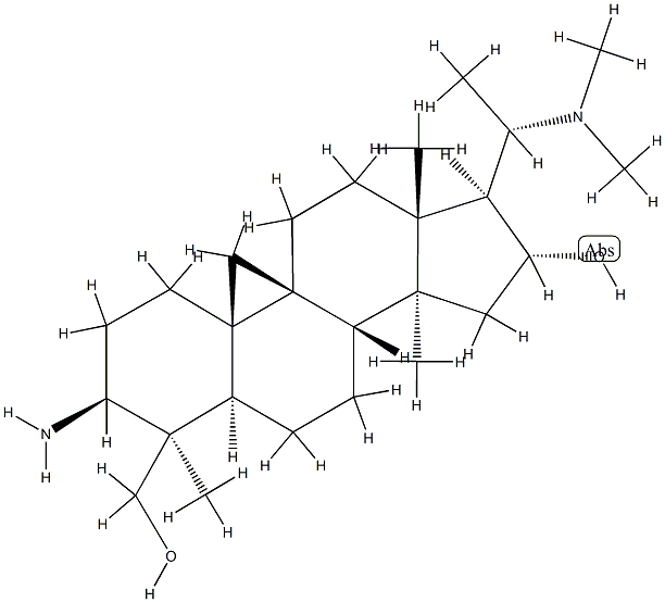 (20S)-3β-Amino-16α-hydroxy-4,14-dimethyl-20-(dimethylamino)-9β,19-cyclo-5α-pregnane-4β-methanol 结构式