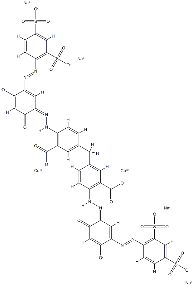 Cuprate(4-), [μ-[[3,3'-methylenebis[6- [[5-[(2,4-disulfophenyl)azo]-2,4-dihydroxyphenyl]azo ]benzoato]](8-)]]di-, tetrasodium 结构式
