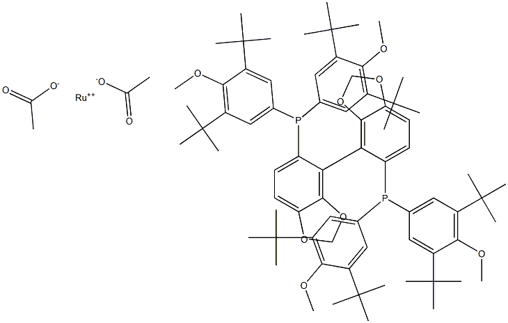 二乙酸基{(S)-(+)-5,5'-双[二(3,5-二-叔-丁基-4-甲氧基苯基)膦基]-4,4'-双-1,3-苯并间二氧杂环戊烯}钌(II) 结构式