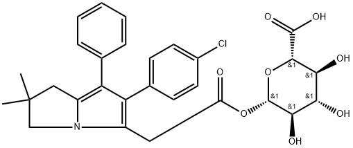 BETA-D-吡喃葡萄糖醛酸 1-[6-(4-氯苯基)-2,3-二氢-2,2-二甲基-7-苯基-1H-吡咯里嗪-5-乙酸酯] 结构式