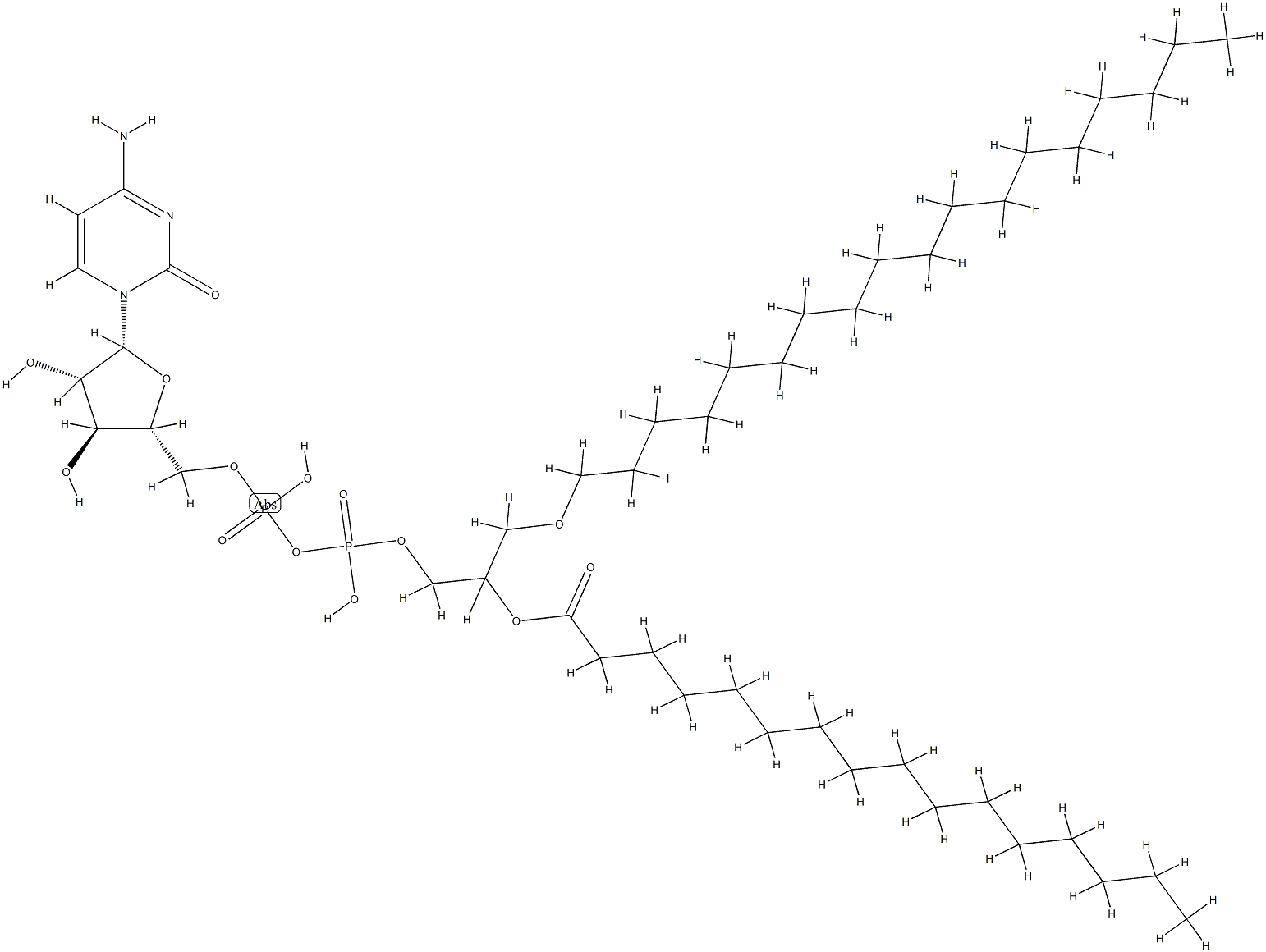 ara-CDP-1-O-octadecyl-2-O-palmitoyl-sn-glycerol 结构式