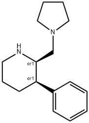 (2R,3R)-REL-3-苯基-2-(1-吡咯烷基甲基)哌啶 结构式