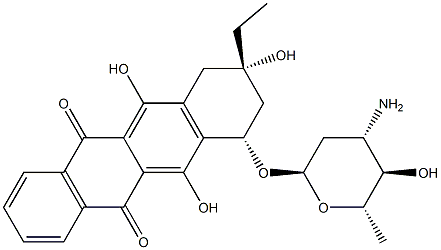 (7S)-7β-[(3-Amino-2,3,6-trideoxy-α-L-arabino-hexopyranosyl)oxy]-9-ethyl-7,8,9,10-tetrahydro-6,9β,11-trihydroxy-5,12-naphthacenedione 结构式