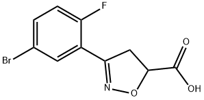 3-(5-bromo-2-fluorophenyl)-4,5-dihydro-1,2-oxazole-5-carboxylic acid 结构式