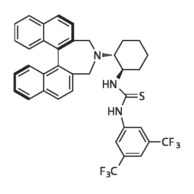 N-[3,5-双(三氟甲基)苯基]-N'-[(1R,2R)-2-[(11BR)-3,5-二氢-4H-联萘并[2,1-C:1',2'-E]氮杂卓-4-基]环己基]硫脲 结构式