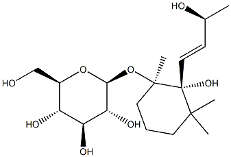 [(1R)-1α,3,3-Trimethyl-2α-hydroxy-2-[(1E,3S)-3-hydroxy-1-butenyl]cyclohexan-1β-yl]β-D-glucopyranoside 结构式