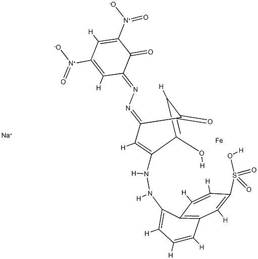 Ferrate(1-), 5-2,4-dihydroxy-5-(2-hydroxy-3,5-dinitrophenyl)azophenylazo-2-naphthalenesulfonato(3-)-, sodium 结构式