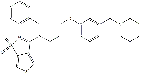 Thieno(3,4-d)isothiazol-3-amine, N-(phenylmethyl)-N-(3-(3-(1-piperidin ylmethyl)phenoxy)propyl)-, 1,1-dioxide 结构式