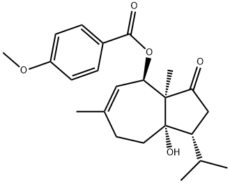 4-Methoxybenzoic acid (1R)-1,2,3,3a,4,7,8,8a-octahydro-8aβ-hydroxy-3aβ,6-dimethyl-1β-(1-methylethyl)-3-oxoazulen-4α-yl ester 结构式
