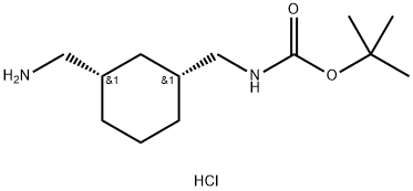 (1R,3S)-3-(氨基甲基)环己基]甲基氨基甲酸叔丁酯盐酸盐 结构式