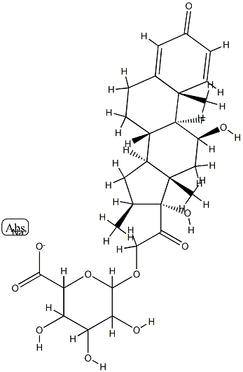 9-氟-11BETA,17-二羟基-16BETA-甲基-3,20-二氧代孕甾烷-1,4-二烯-21-基葡糖苷酸钠盐 结构式