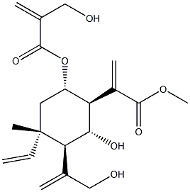 (1S)-4α-Ethenyl-2α-hydroxy-3β-[1-(hydroxymethyl)ethenyl]-6α-[[2-(hydroxymethyl)-1-oxo-2-propenyl]oxy]-4-methyl-α-methylenecyclohexane-1β-acetic acid methyl ester 结构式