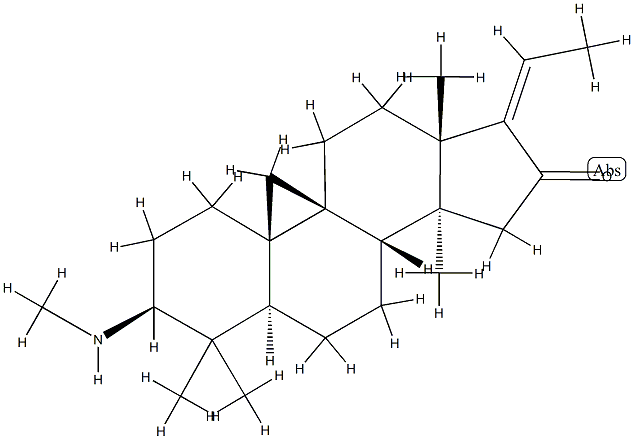 3β-(Methylamino)-4,4,14-trimethyl-9,19-cyclo-5α-pregn-17(20)-en-16-one 结构式