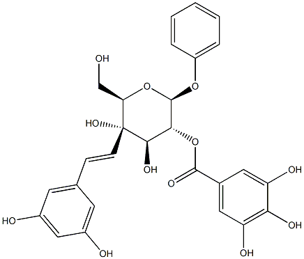 3,4',5-trihydroxystilbene-4'-O-(2''-O-galloyl)glucopyranoside 结构式