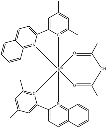 双(2-(3,5-二甲基苯基)喹啉-C2,N')(乙酰丙酮)合铱(III) 结构式