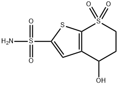 5,6-Dihydro-4-hydroxy-4H-thieno[2,3-b]thiopyran-2-sulfonamide 7,7-dioxide 结构式