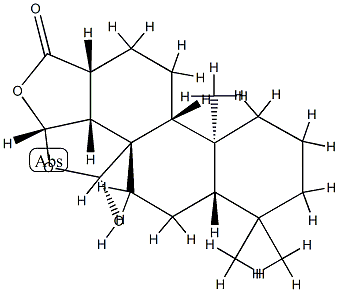 (13α,21R)-4,4-Dimethyl-15β,8-(epoxymethano)-21-hydroxy-18-nor-16-oxa-5α-androstane-17-one 结构式