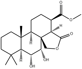 (3R,3aα,6aR,8aα,12bα)-Tetradecahydro-7α,8α-dihydroxy-9,9,12aβ-trimethyl-4-oxophenanthro[1,10a-c]furan-3β-carboxylic acid methyl ester 结构式