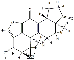 (-)-1α,2α-Epoxy-3β-hydroxyandrosta-5-eno[6,5,4-bc]furan-8-ene-7,17-dione 结构式