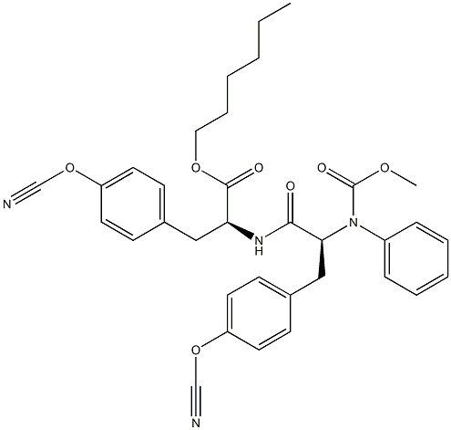 poly(oxyimidocarbonyloxy-p-phenylene(2-(hexyloxycarbonyl)ethylene)imino(2-(1-(benzyloxy)formamido)-1-oxotrimethylene)-p-phenylene) 结构式