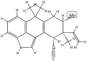 [8R,(-)]-8β-Chloro-9α-ethenyl-2,6,7,8,9,10-hexahydro-10α-isocyano-6,6,9-trimethylnaphtho[1,2,3-cd]indole 结构式