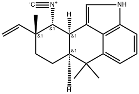 [6aS,(+)]-9α-Ethenyl-2,6,6aα,7,8,9,10,10aα-octahydro-10α-isocyano-6,6,9-trimethylnaphtho[1,2,3-cd]indole 结构式