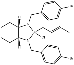 (S,S)-1,3-BIS(4-BROMOBENZYL)-2-CHLOROOCTAHYDRO-2-(2E)-CROTYL-1H-1,3,2-BENZODIAZASILOLE 结构式