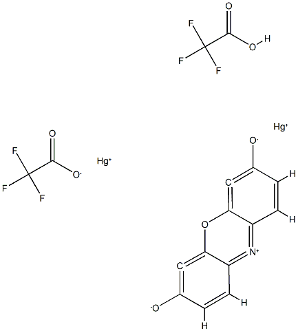 [MU-(7-羟基-3-氧代-3H-吩恶嗪-4,6-二基)]二(2,2,2-三氟乙酸)二汞 结构式