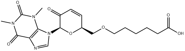 7-(6-O-(5-carboxypentyl)-3,4-dideoxyhex-3-enopyranosyl-2-ulose)theophylline 结构式