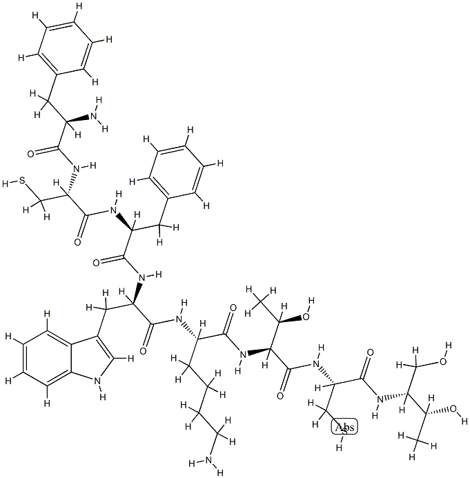 (2R,3R)-2-[(D-Phe-L-Cys-L-Phe-D-Trp-L-Lys-L-Thr-L-Cys-)Amino]-1,3-butanediol 结构式