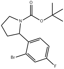 tert-butyl 2-(2-bromo-4-fluorophenyl)pyrrolidine-1-carboxylate 结构式