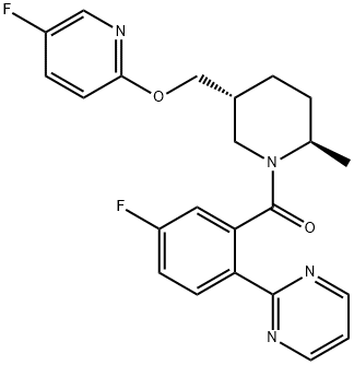 [(2R,5R)-5-[(5-FLUOROPYRIDIN-2-YL)OXYMETHYL]-2-METHYLPIPERIDIN-1-YL]-(5-FLUORO-2-PYRIMIDIN-2-YLPHENYL)METHANONE 结构式