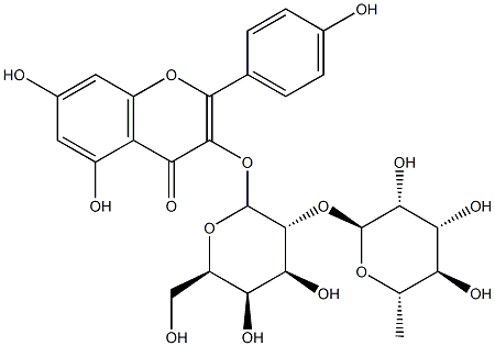 kaempferol 3-O-alpha-rhamnopyranosyl-(1-2)-beta-galactopyranoside 结构式