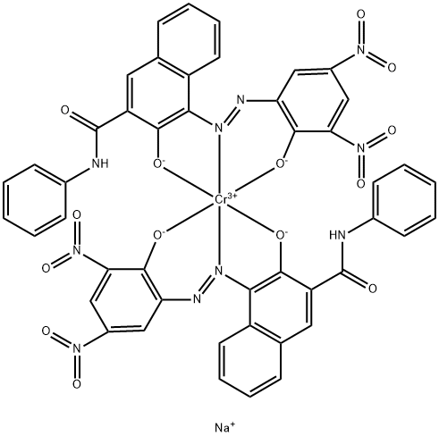 Chromate(1-), bis[3-hydroxy-4-[(2-hydroxy- 3,5-dinitrophenyl)azo]-N-phenyl-2-naphthalenecarboxamidato (2-)]-, sodium 结构式