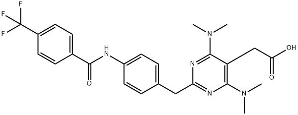 2 - [ 4- [ 4 -(三氟甲基)苯甲酰胺基] ] ]苯甲基4,6 -二(二甲氨基) -嘧啶-5-乙酸 结构式
