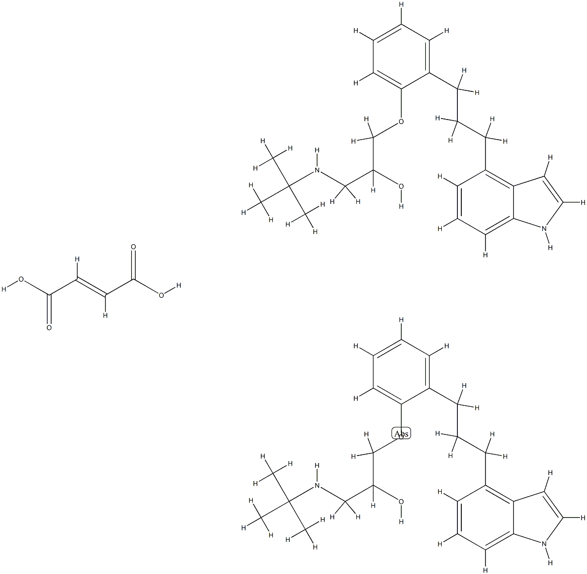 but-2-enedioic acid, 1-[2-[3-(1H-indol-4-yl)propyl]phenoxy]-3-(tert-bu tylamino)propan-2-ol 结构式