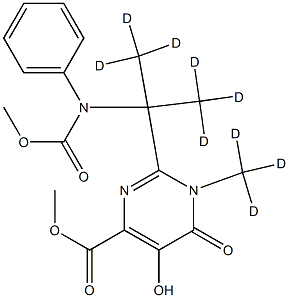 2-[2-(苄氧基羰基氨基)-(1,3-D6-丙烷)-2-基]-5-羟基-1-(甲基-D3)-6-氧代-1,6-二氢嘧啶-4-甲酸甲酯 结构式